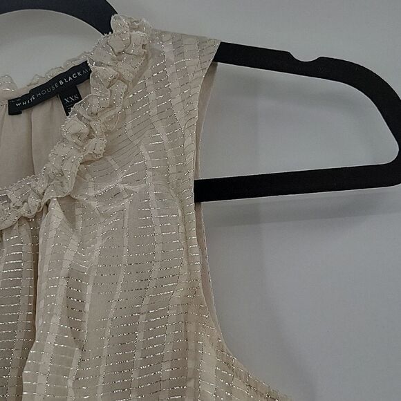 3 For$20 White House Black Market Cream Top w/ silver thread lines size XXS - Picture 4 of 7